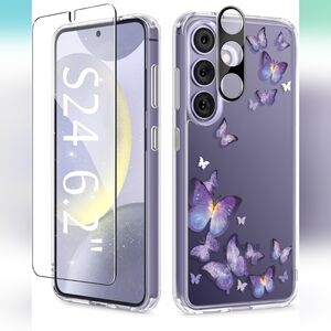 New Gviewin Whimsical Purple Butterfly Phone Case For Samsung Galaxy 24